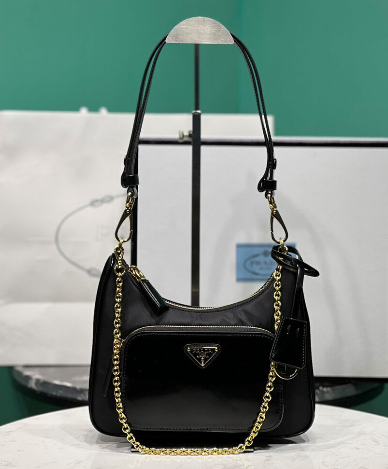 Prada Re-Nylon And Brushed Leather Mini-bag 1BC198 Black
